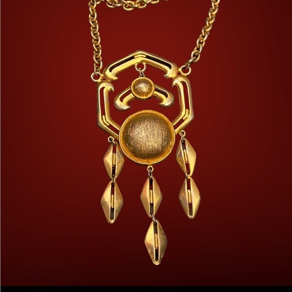 Vintage Rare Lisner Gold Tone Drop Dangle Chain Necklace - Picture 1 of 5